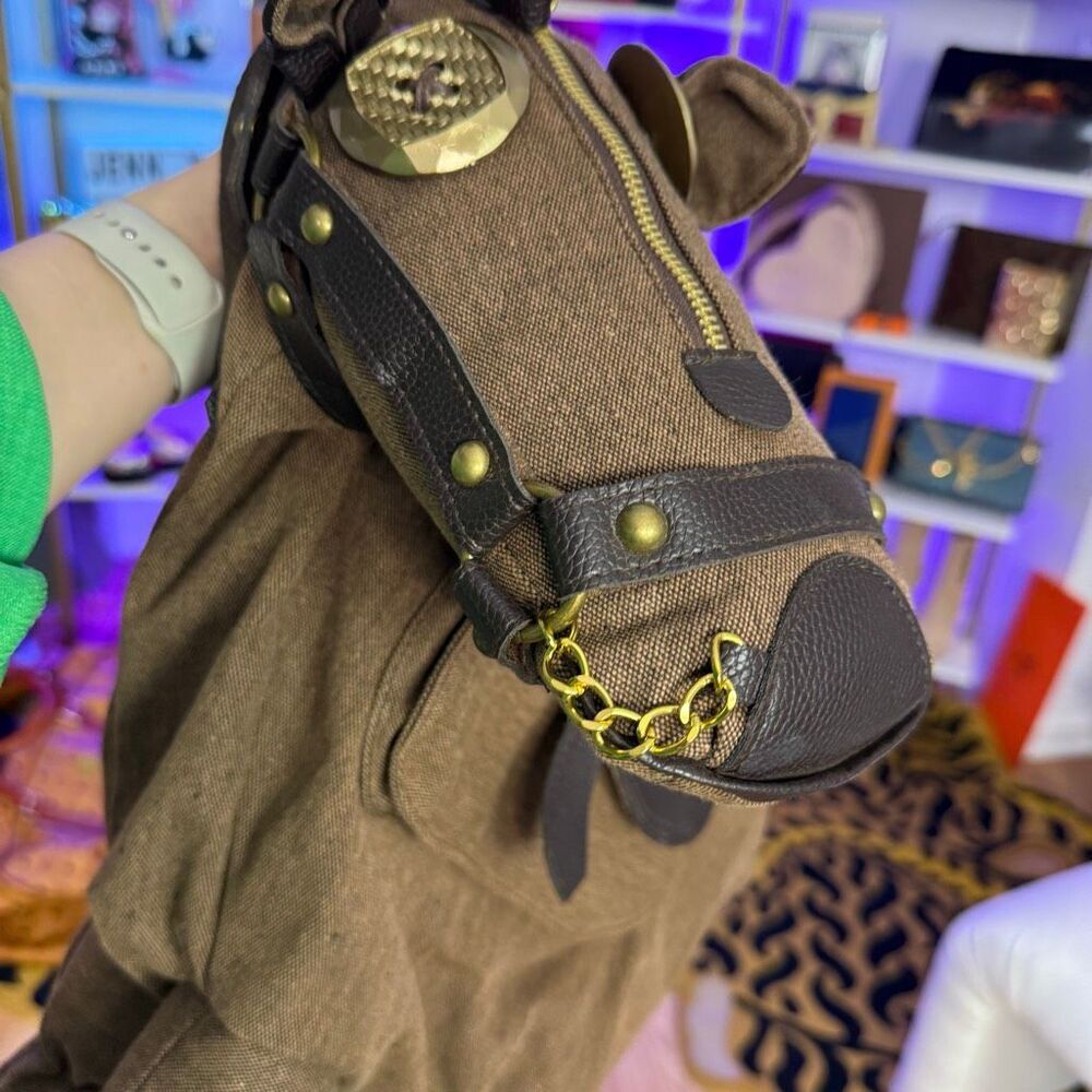 New Canvas Horse Shaped Crossbody Shoulder Bag Handbag Steampunk Horse Purse - Picture 7 of 12